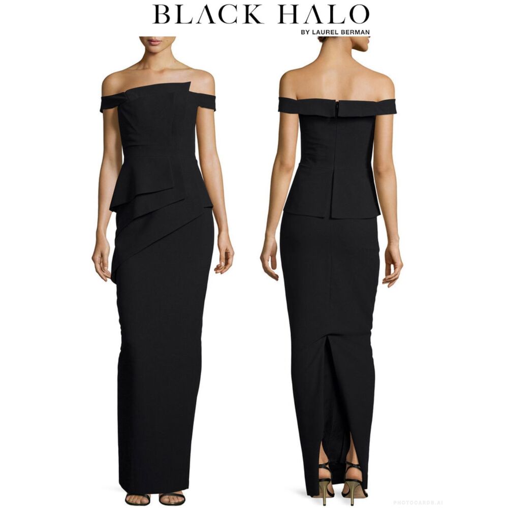 NWOT Black Halo Eve La Reina Off-The-Shoulder Gown Size 4-Retail Price $690